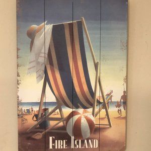 Fire Island Art Print on Planks - Wood Boards Coastal Beach Scene